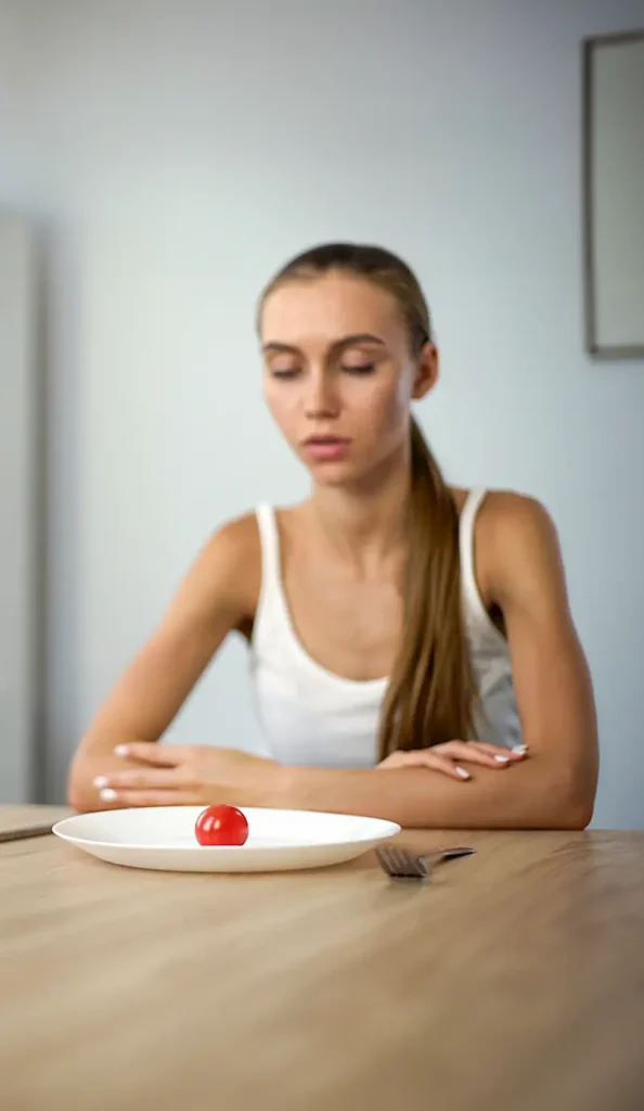 CEAPSI. Adulto. Mujer delgada y preocupada, representa trastorno de alimentación